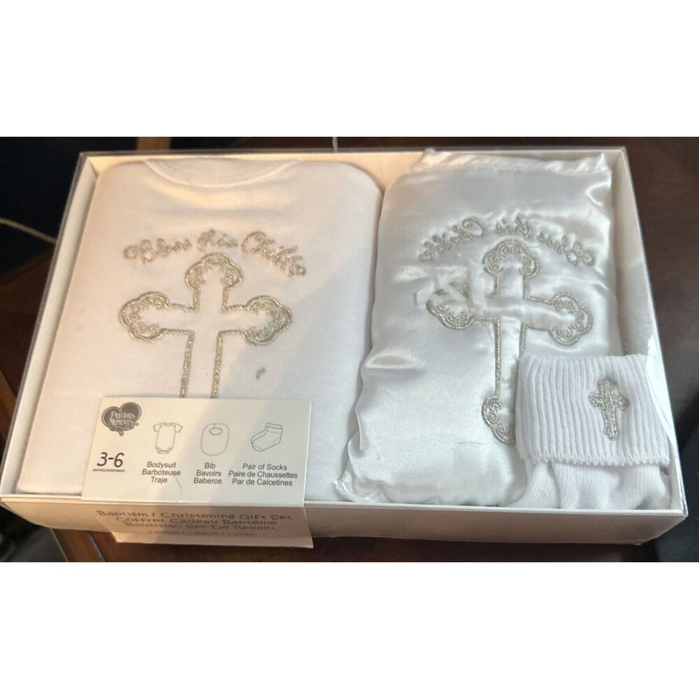 Precious Moments Bless This Child Baptism Christening Gift Set Bodysuit Bib Sock